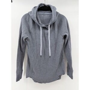 Under Armour Womens XS Gray Waffle Knit Cowl Neck Hoodie Thermal Long Sleeve Top